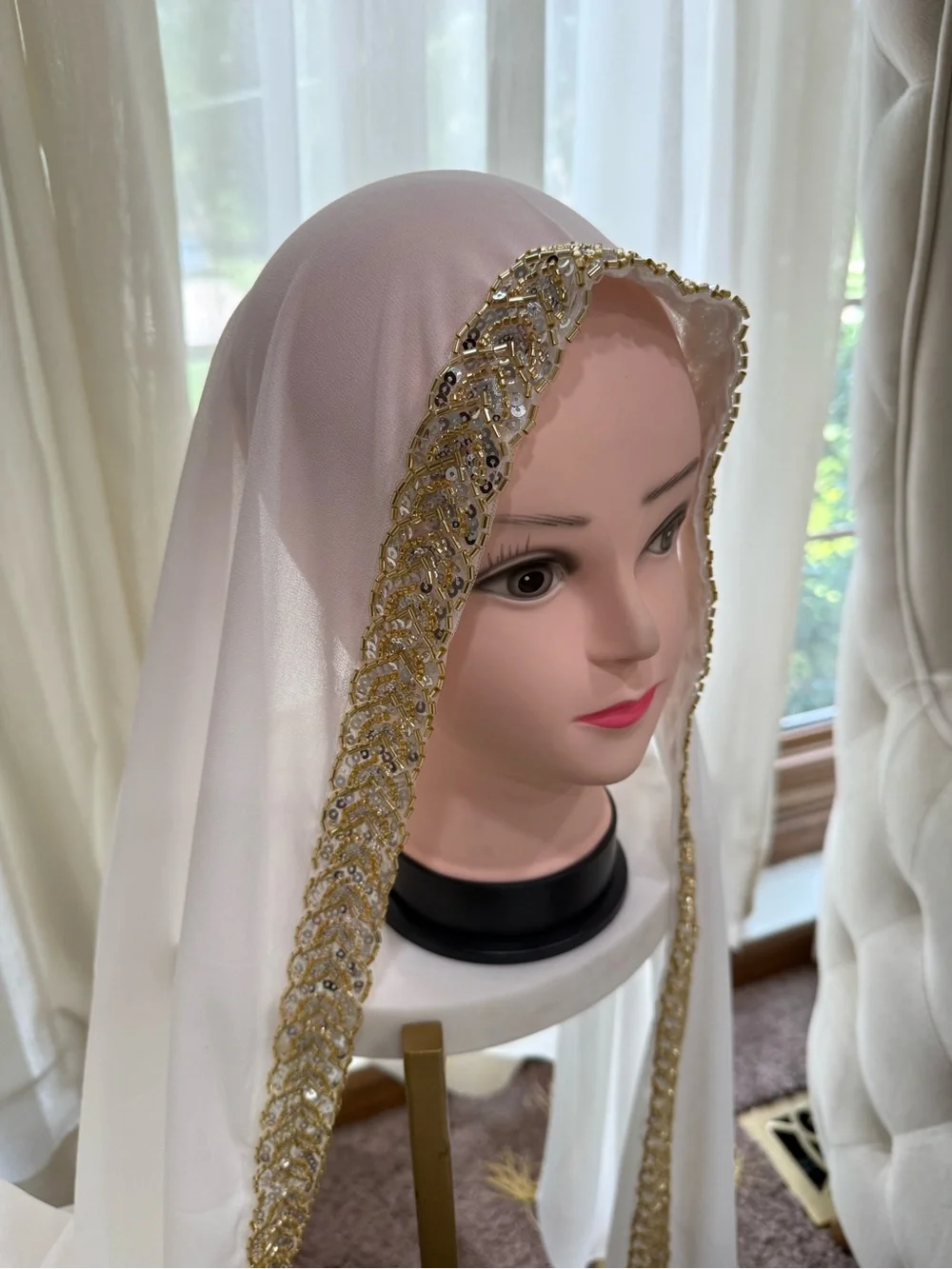 Henna scarf, hijab, henna beaded scarf, beaded hijab, hijab, scarf